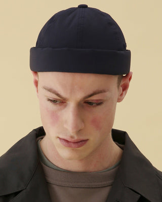 Skull cap in an urban setting