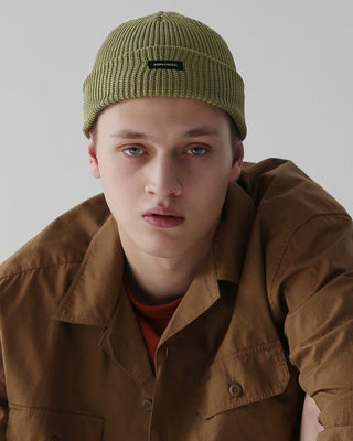 Model wearing the Short Fisherman Trawler Beanie