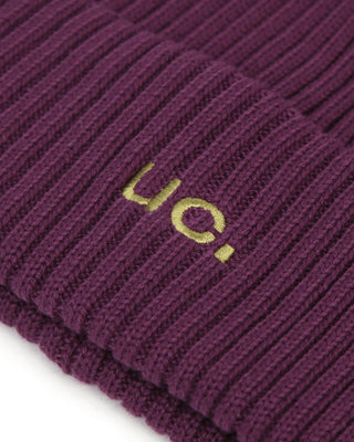 Beanies with embroidered logos and patches