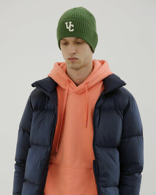 Loose fit beanie paired with casual wear