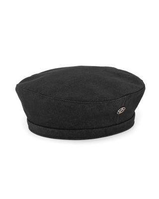 A stylish beret in a classic black color.